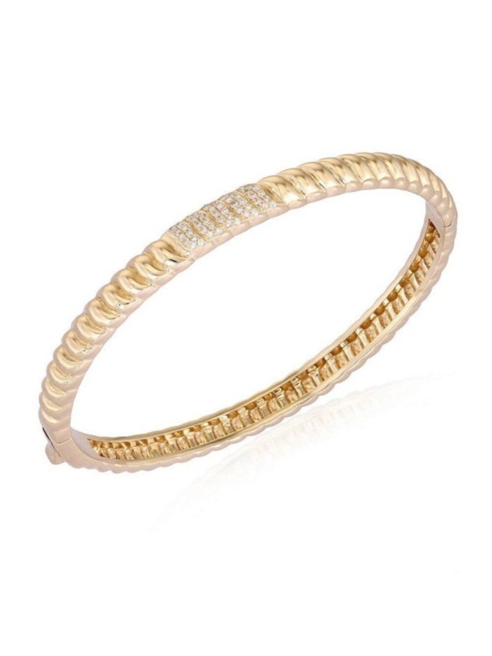 Gilded Radiance 14K (or 18k upon request) Yellow Gold Diamond Bangle Bracelet
